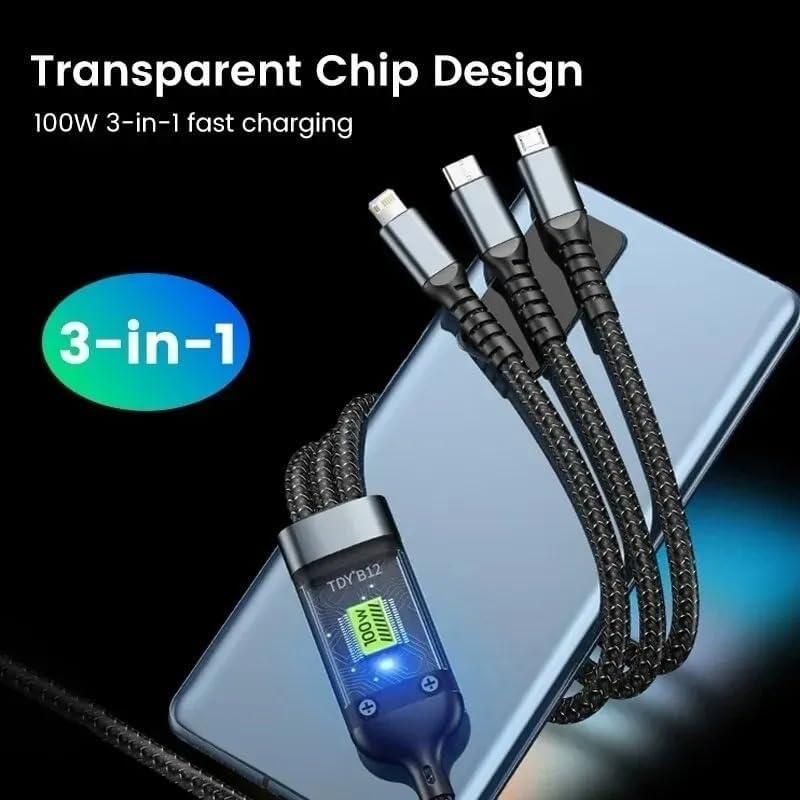 3-in-1 Fast Charging Cable | Universal Type-C Lightning Micro USB Cable