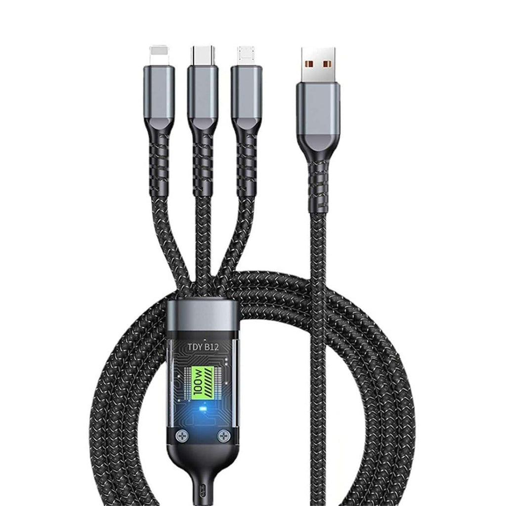 3-in-1 Fast Charging Cable | Universal Type-C Lightning Micro USB Cable